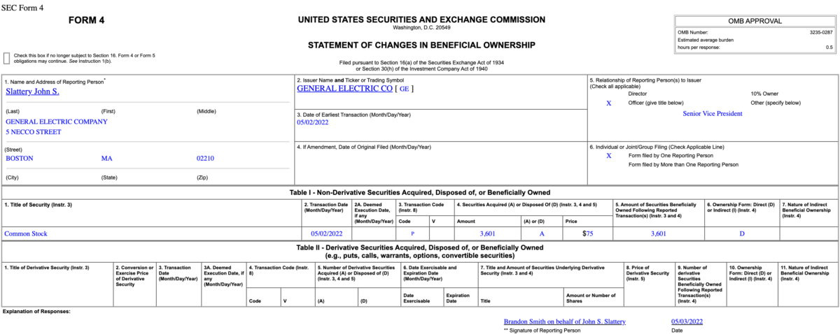 Insider Activity in General Electric Company (GE)